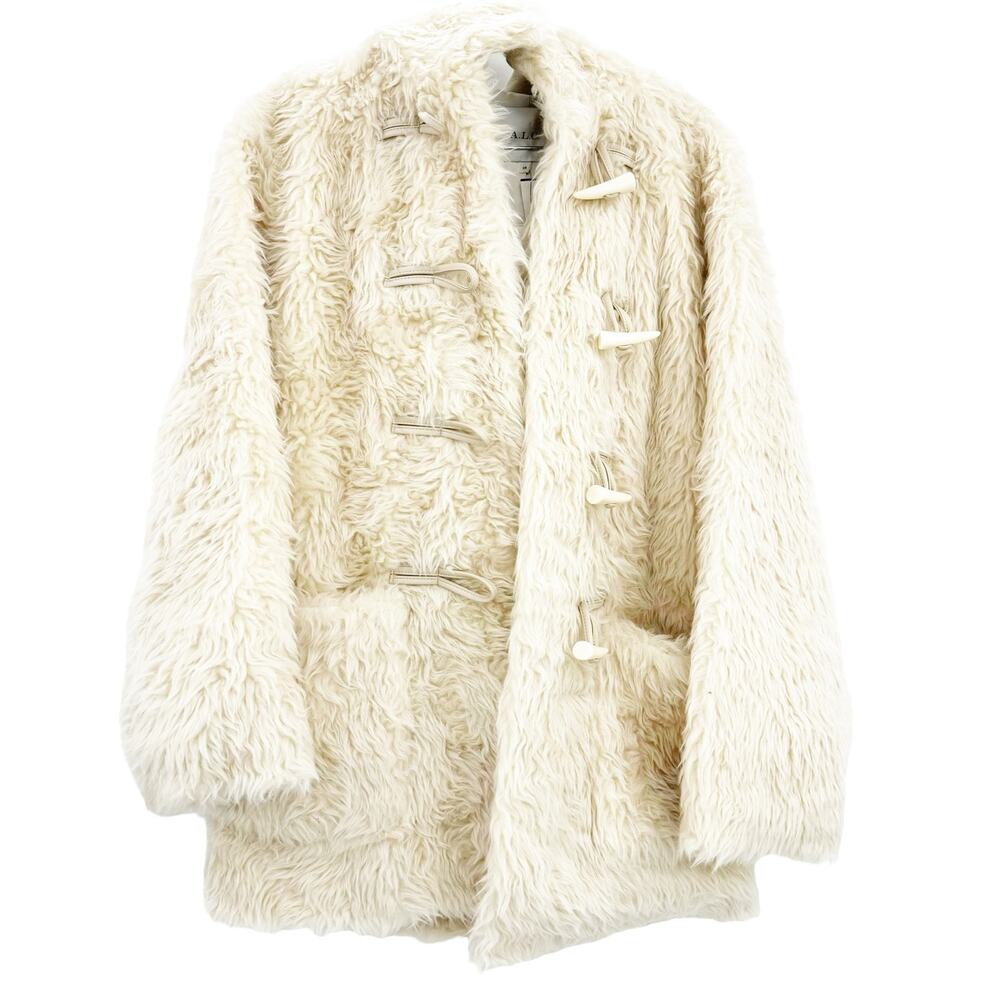 A.L.C. Faux Shearling Winston Hooded Toggle Closure Coat Cream Size XS NWT - Picture 13 of 15